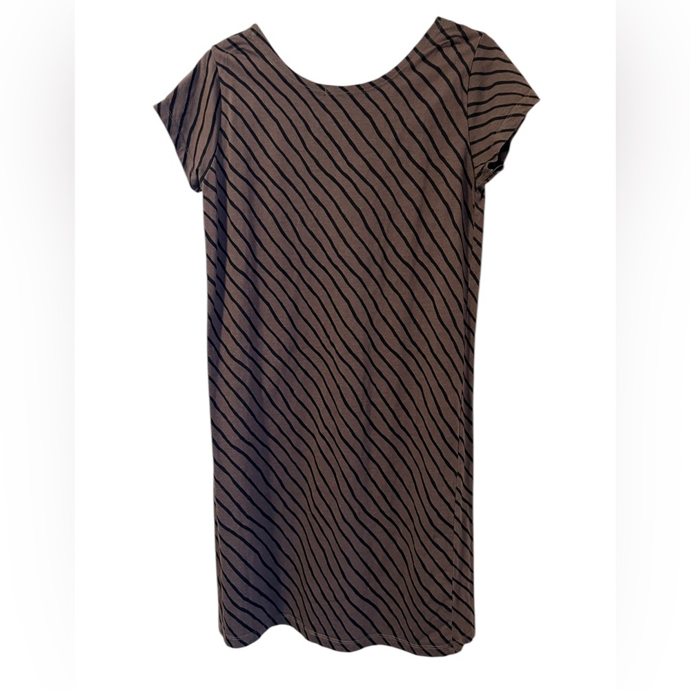 Gudrun Sjoden Dress Women's M Organic Cotton Modal Brown Striped Short sleeves - Picture 2 of 9
